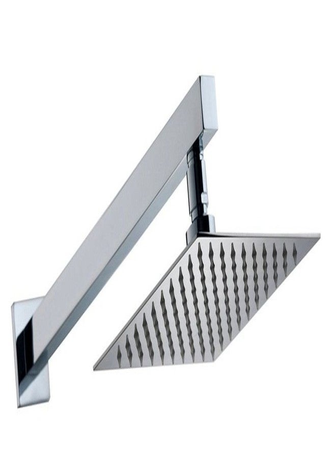 دريزل دش علوي فائق النحافة من الفولاذ المقاوم للصدأ من DRIZZLE مقاس 6 × 6 بوصة مع ذراع طويل بطول 15 بوصة (فضي) - Image 1